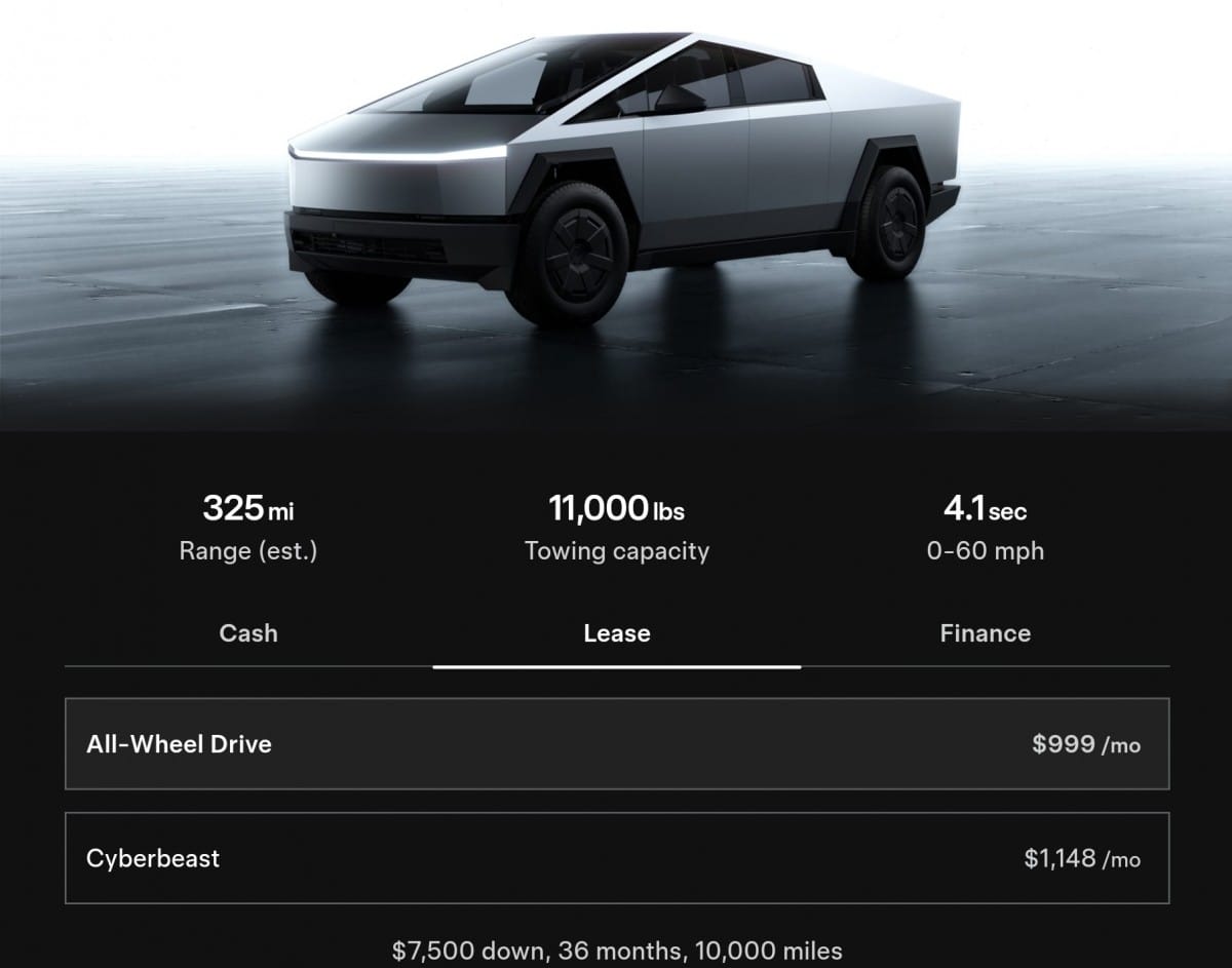 Tesla Cybertruck Can Now lease For $999 monthly Officially 